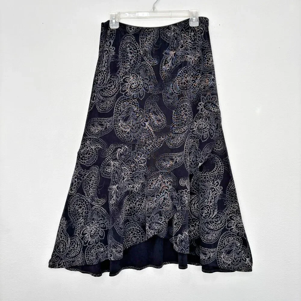 Chicos Travelers Womens Preppy Paisley Maxi Skirt US Large Old Money Capsule